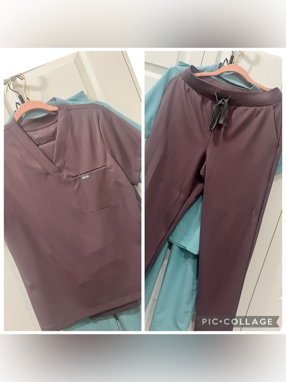 Figs plum FORMx scrub set, size medium.